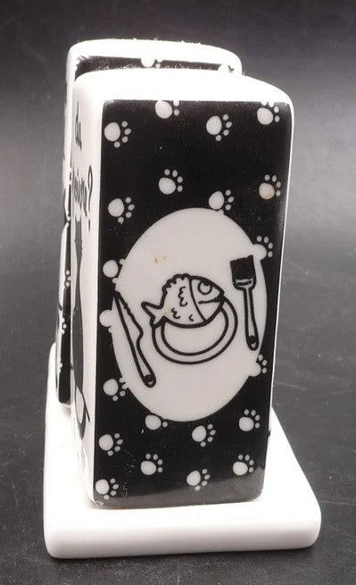 Salière et poivrière chat en porcelaine