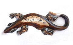 Bague Gecko En Bois D'Ébène & Argent 925 - Taille 59 - Style Ethnique Fantaisie - Artisanat