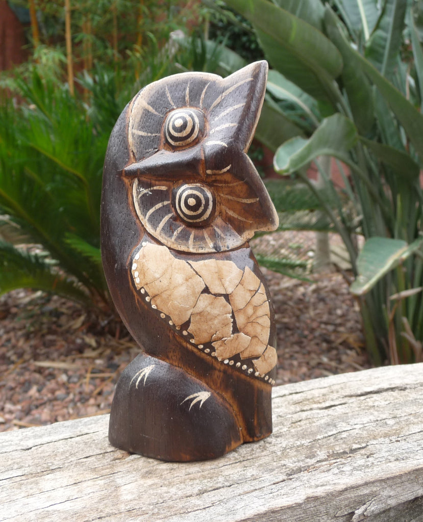Ancienne statue de chouette hibou en bois de 15 cm Ancienne statue de chouette hibou en bois de 15 cm