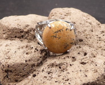 Bague ronde en Jaspe Bois