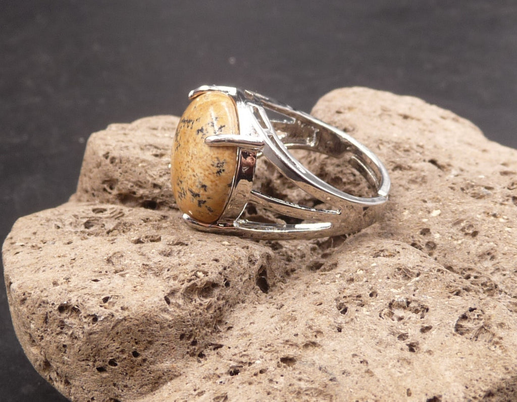 Bague ronde en Jaspe Bois