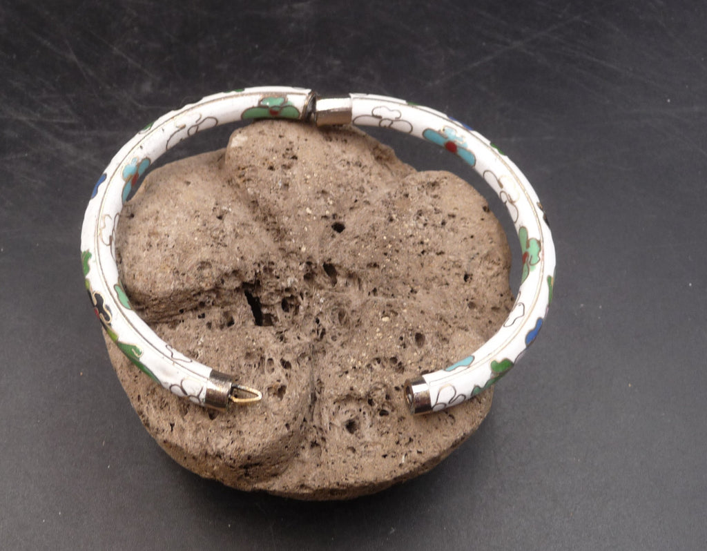 Bracelet jonc rigide vintage en émail cloisonné