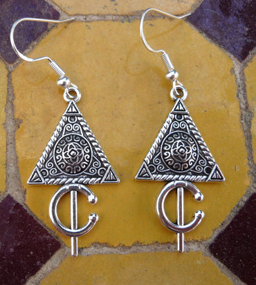 Boucles d'oreilles fibule berbère en argent - artisanat Amazigh