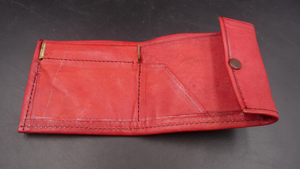 Porte-monnaie porte-cartes porte-feuille en cuir rouge artisanat Maroc