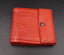 Porte-monnaie porte-cartes en cuir orange artisanat Maroc