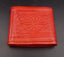 Porte-monnaie porte-cartes en cuir orange artisanat Maroc