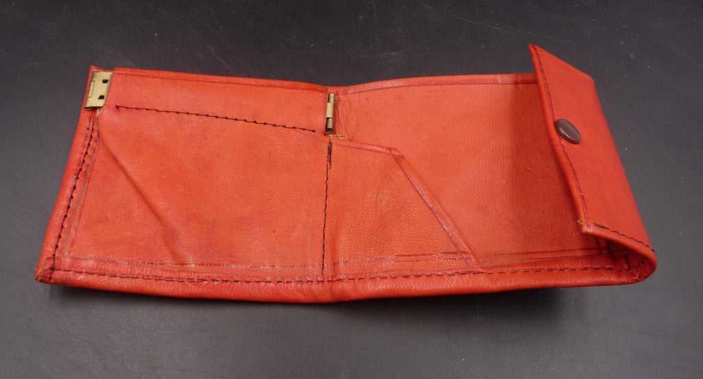 Porte-monnaie porte-cartes en cuir orange artisanat Maroc
