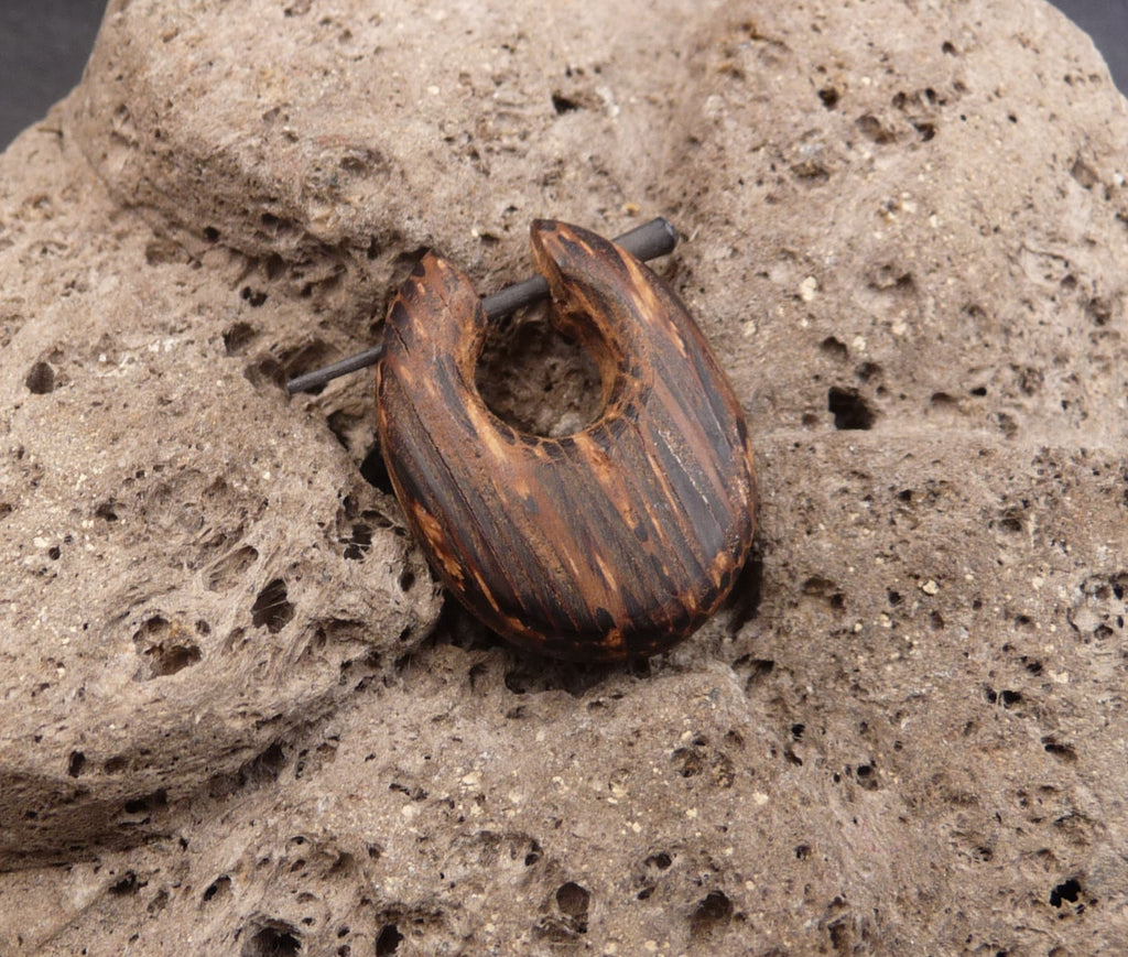 Boucle d'oreille créole piercing en bois de cocotier