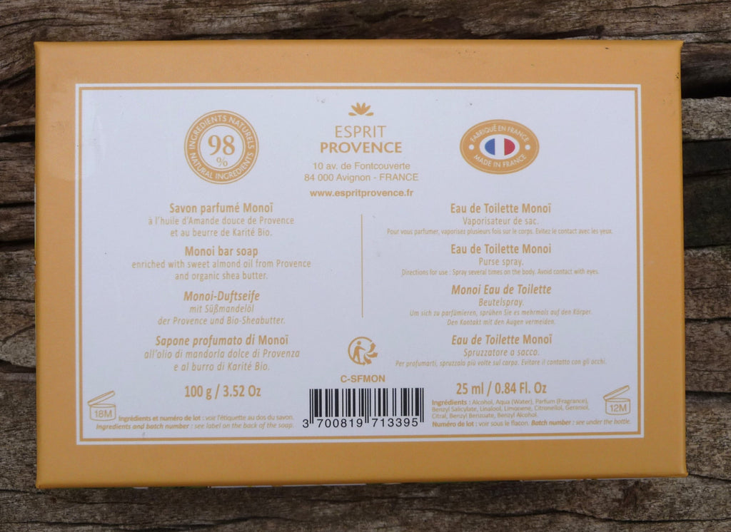 Coffret eau de toilette et savon Monoï Esprit de Provence