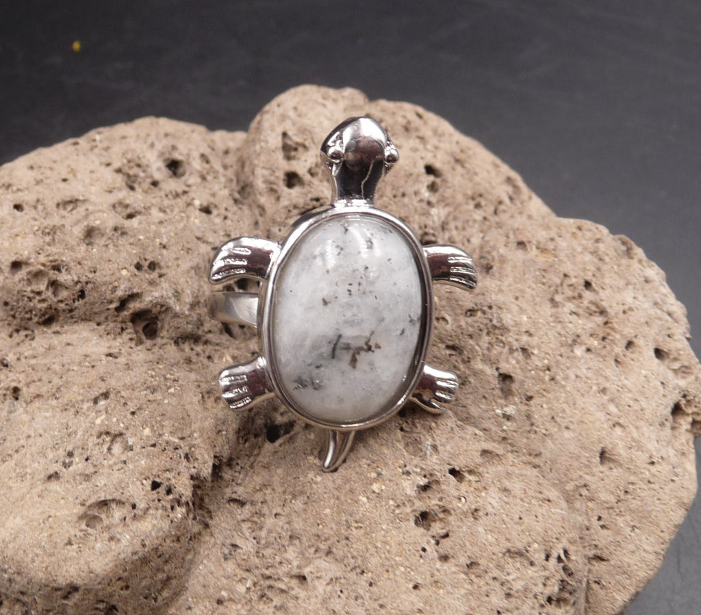 Bague tortue en Labradorite  - Taille réglable