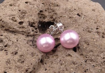 Boucles d’oreilles clous en Argent 925 – Perle d’eau douce rose
