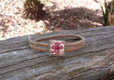 Bracelet réglable en liège et céramique artisanat Portugal