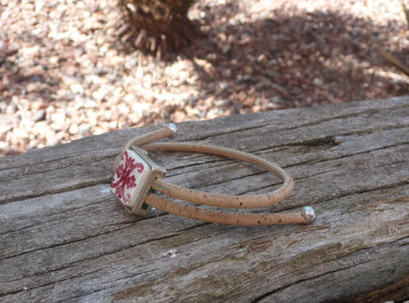 Bracelet réglable en liège et céramique artisanat Portugal