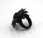 Bague Vintage en cuir marguerite fleur noire taille réglable