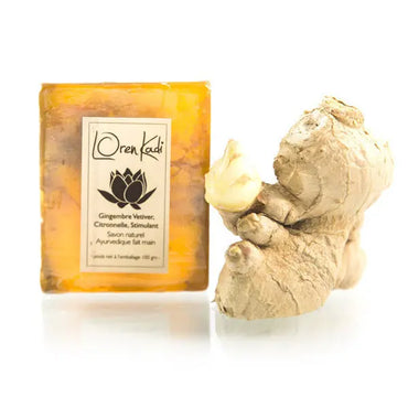 Savon ayurvédique fait main "Gingembre Vetiver Citronnelle" Stimulant" - Corps - 100 g - Vegan