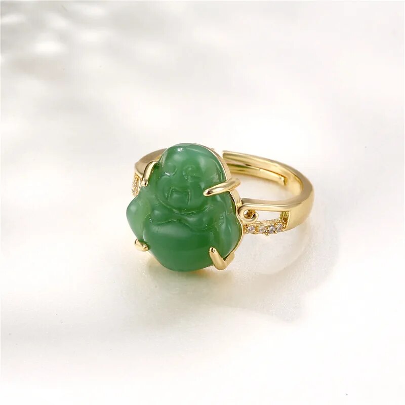 Bague Bouddha rieur en jade