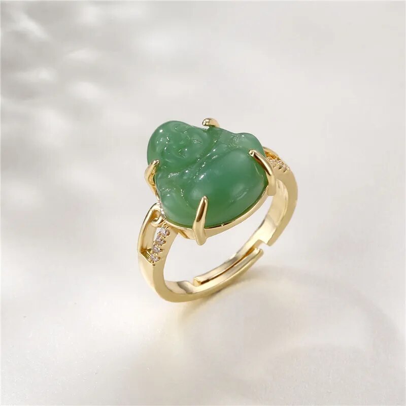 Bague Bouddha rieur en jade