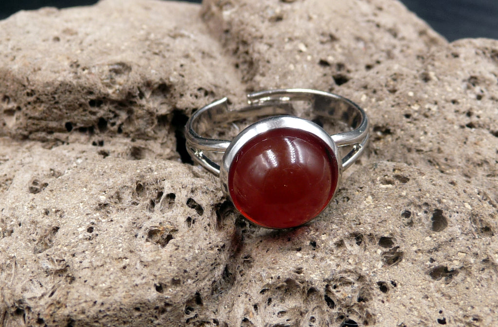 Bague reglable pierre ronde en Cornaline d Inde