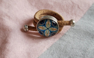Bague "Couleurs du Sud" en liège réglable artisanat Portugal