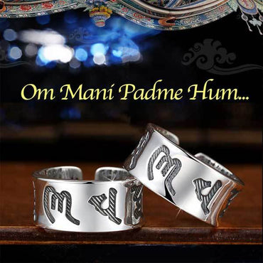 Bague homme / femme en Argent 999 gravé "Om Mani Padme Hum"