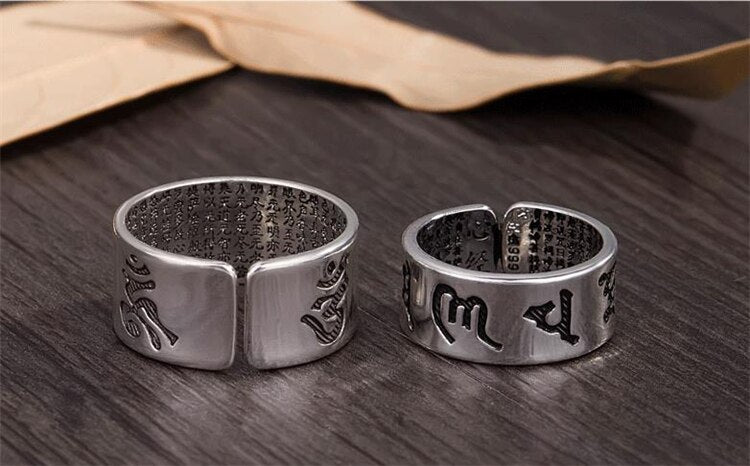 Bague homme / femme en Argent 999 gravé "Om Mani Padme Hum"