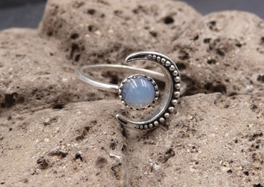 Bague Lune et Soleil en argent 925 et opale