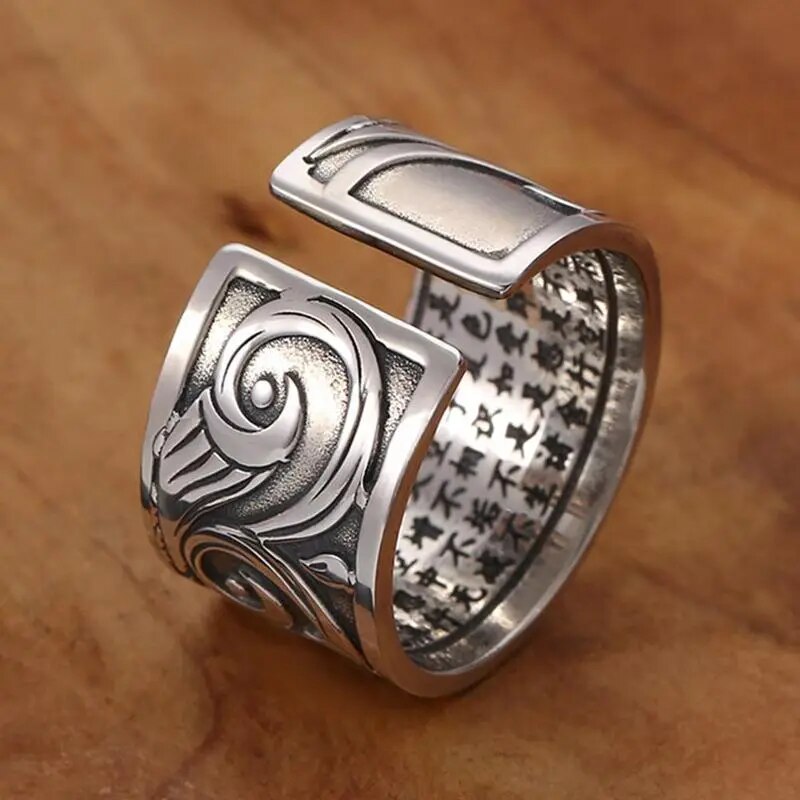 Bague Bouddhiste Tibétaine Sutra en argent 925