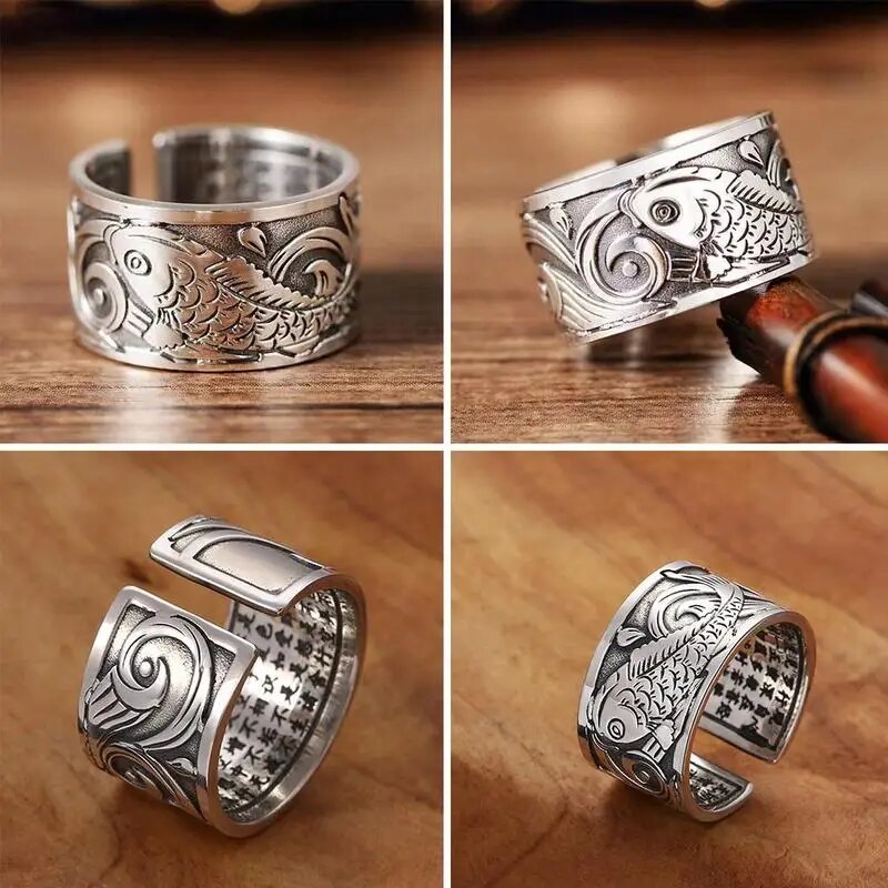 Bague Bouddhiste Tibétaine Sutra en argent 925