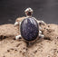 Bague tortue en Pierre de Sable bleu - Taille réglable