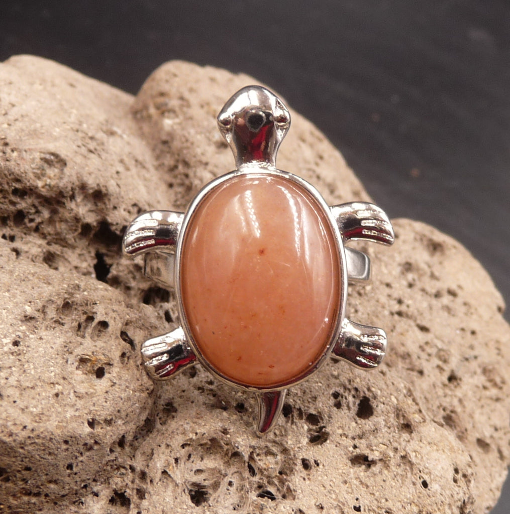 Bague tortue en Quartz Fraise - Taille réglable