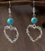 Boucles d'oreilles coeur "Anâgâ" en argent Tibétain et Howlite Turquoise