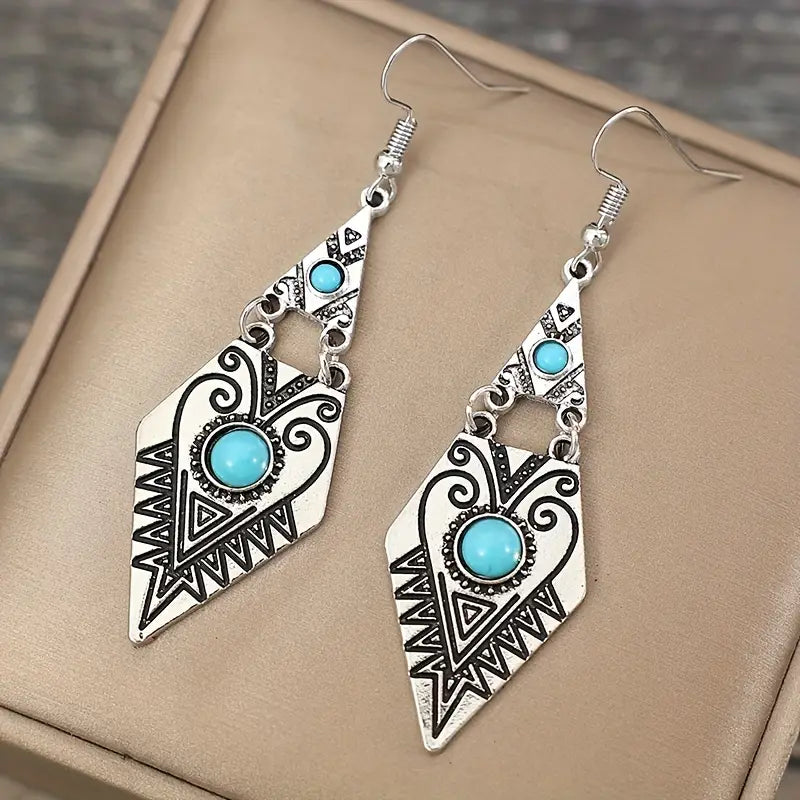 Boucles d'oreilles "Devsïh" en argent Tibétain et Howlite Turquoise