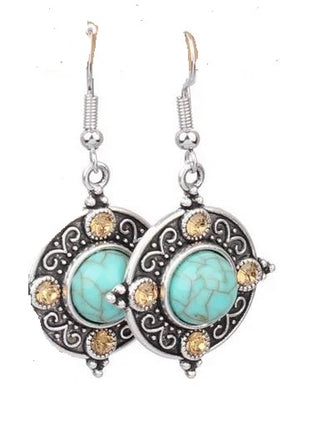 Boucles d'oreilles "Dhyana" en argent Tibétain et Howlite Turquoise