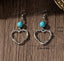 Boucles d'oreilles coeur "Anâgâ" en argent Tibétain et Howlite Turquoise