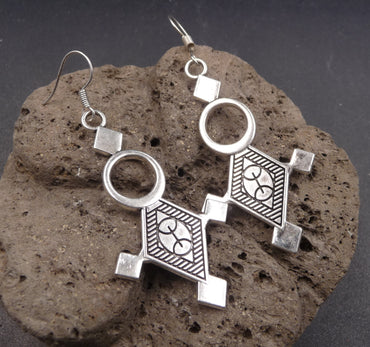 Boucles d'oreilles croix du Sud Touareg en argent