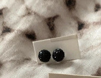 Clous d'oreilles boule strass noir - Fermoirs en argent 925