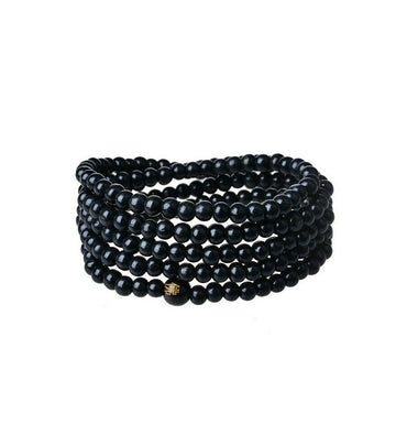 Bracelet Tibétain Mala en perles de bois de santal noir 6 mm
