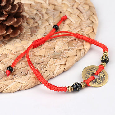 Bracelet de pièce chinoise porte-bonheur - Pièce Feng shui de l’empereur
