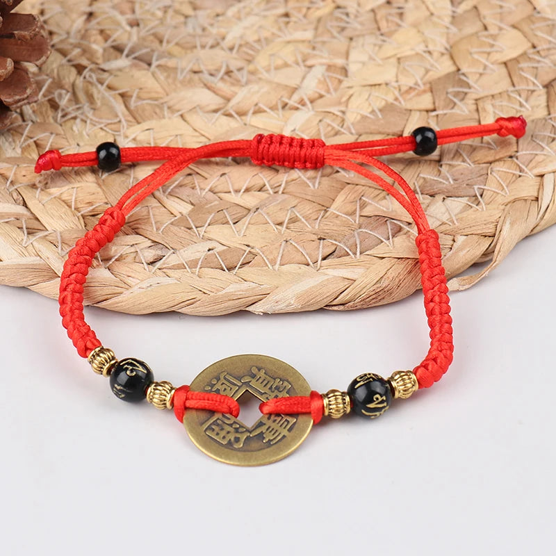 Bracelet de pièce chinoise porte-bonheur - Pièce Feng shui de l’empereur