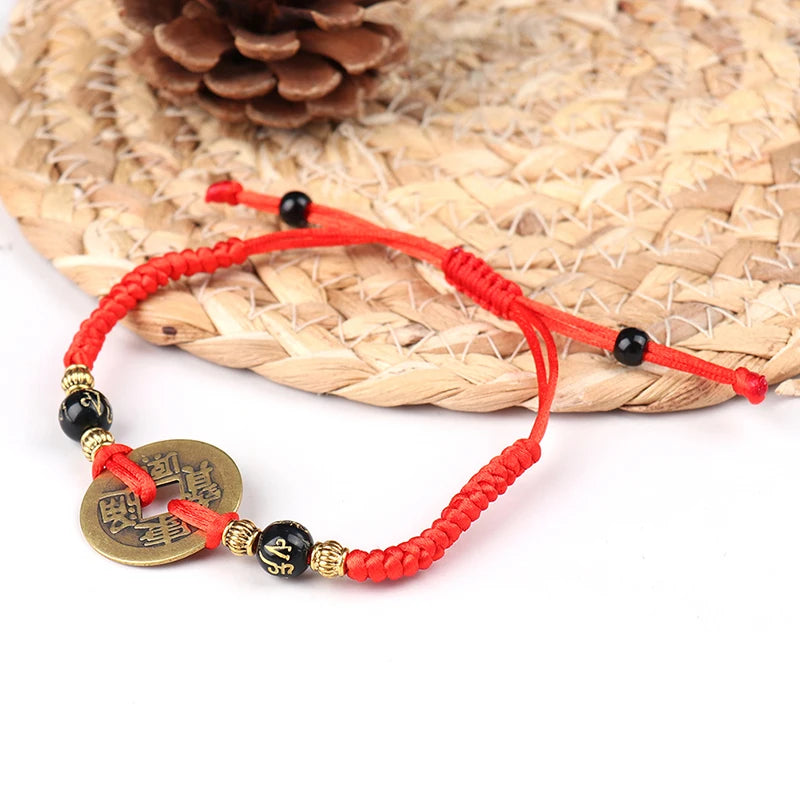 Bracelet de pièce chinoise porte-bonheur - Pièce Feng shui de l’empereur