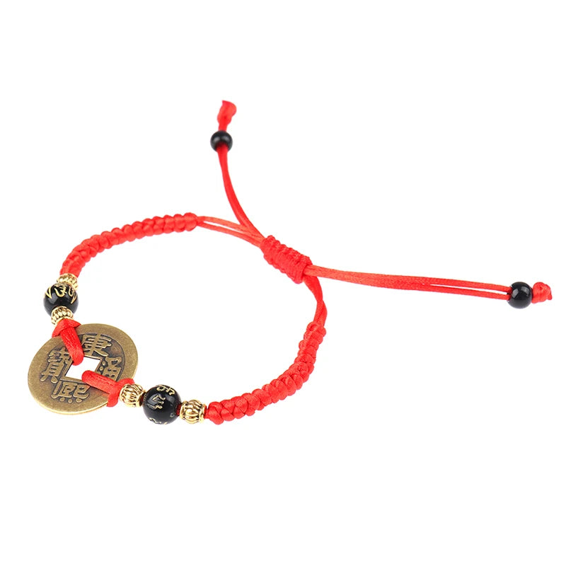 Bracelet de pièce chinoise porte-bonheur - Pièce Feng shui de l’empereur