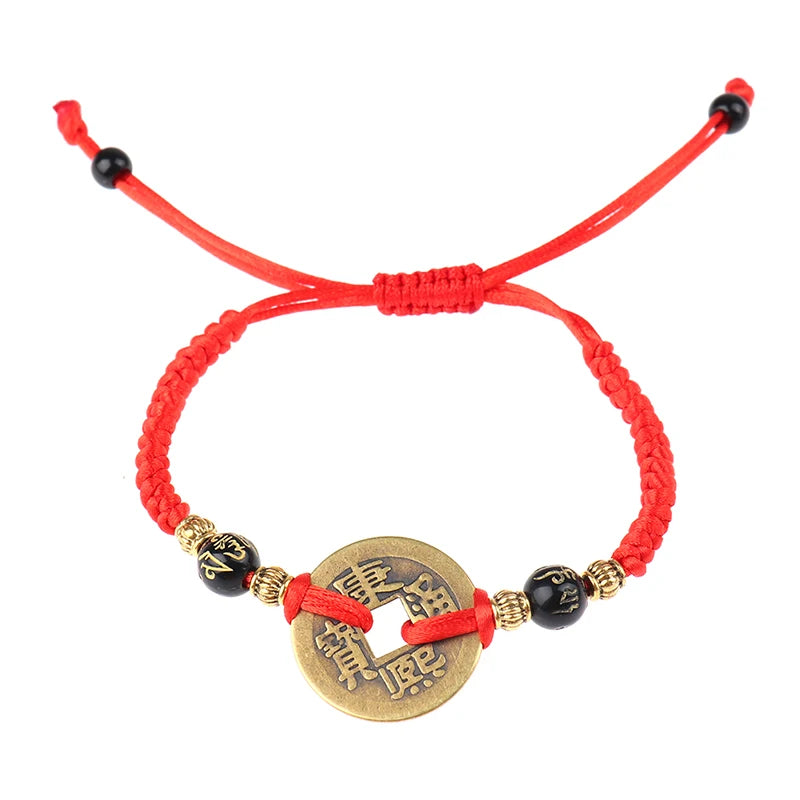 Bracelet de pièce chinoise porte-bonheur - Pièce Feng shui de l’empereur