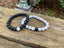 Bracelets de distance / couples - Agate noire et Howlite blanche 8 mm