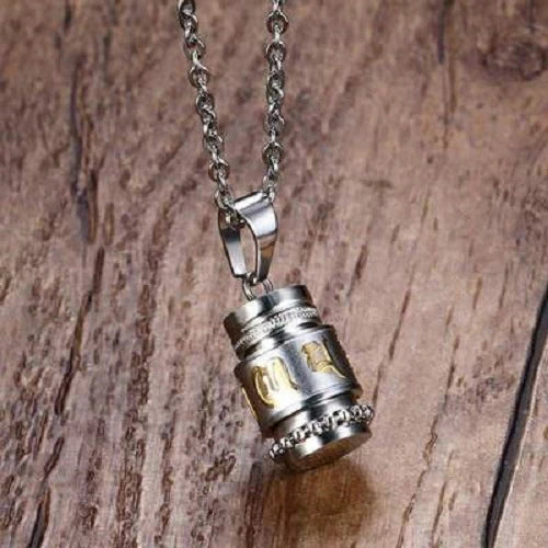 Collier Pendentif Moulin à Prières Tibétain mantra "Om Mani Padme Hum"