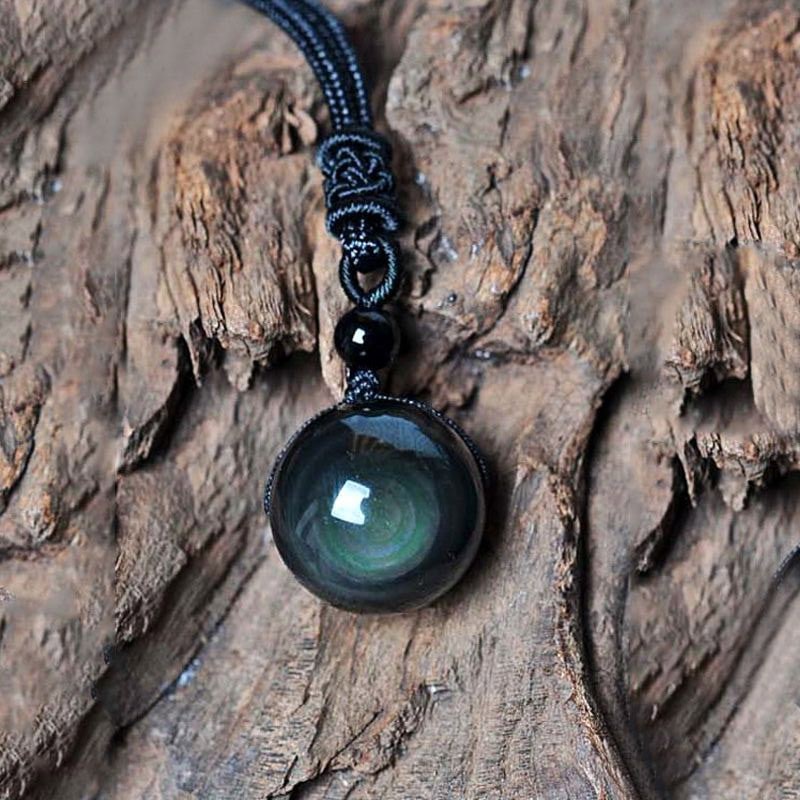 Collier "oeil céleste" en Obsidienne arc-en-ciel