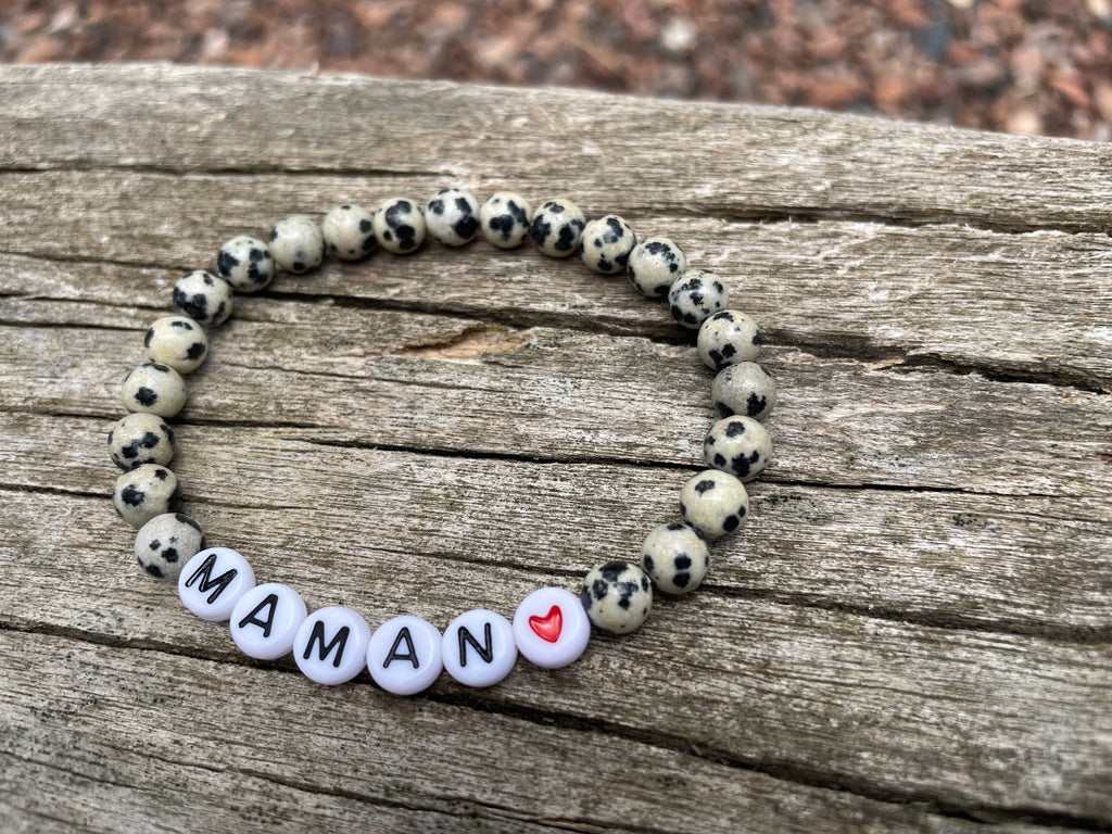 Bracelet spécial Fête des Mères en Jaspe Dalmatien naturel