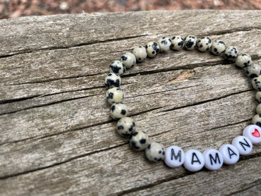 Bracelet spécial Fête des Mères en Jaspe Dalmatien naturel