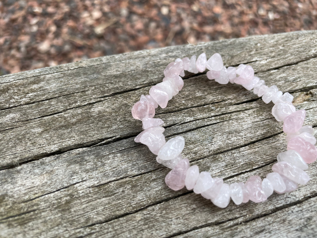 Bracelet perles chips en Quartz Rose naturel