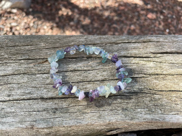 Bracelet perles chips en Fluorite ou Fluorine naturelle