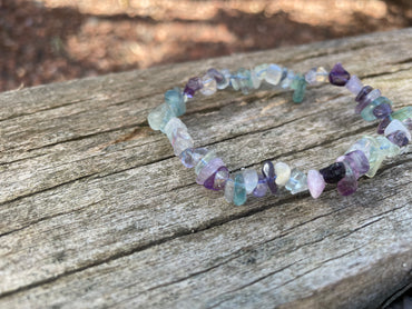 Bracelet perles chips en Fluorite ou Fluorine naturelle